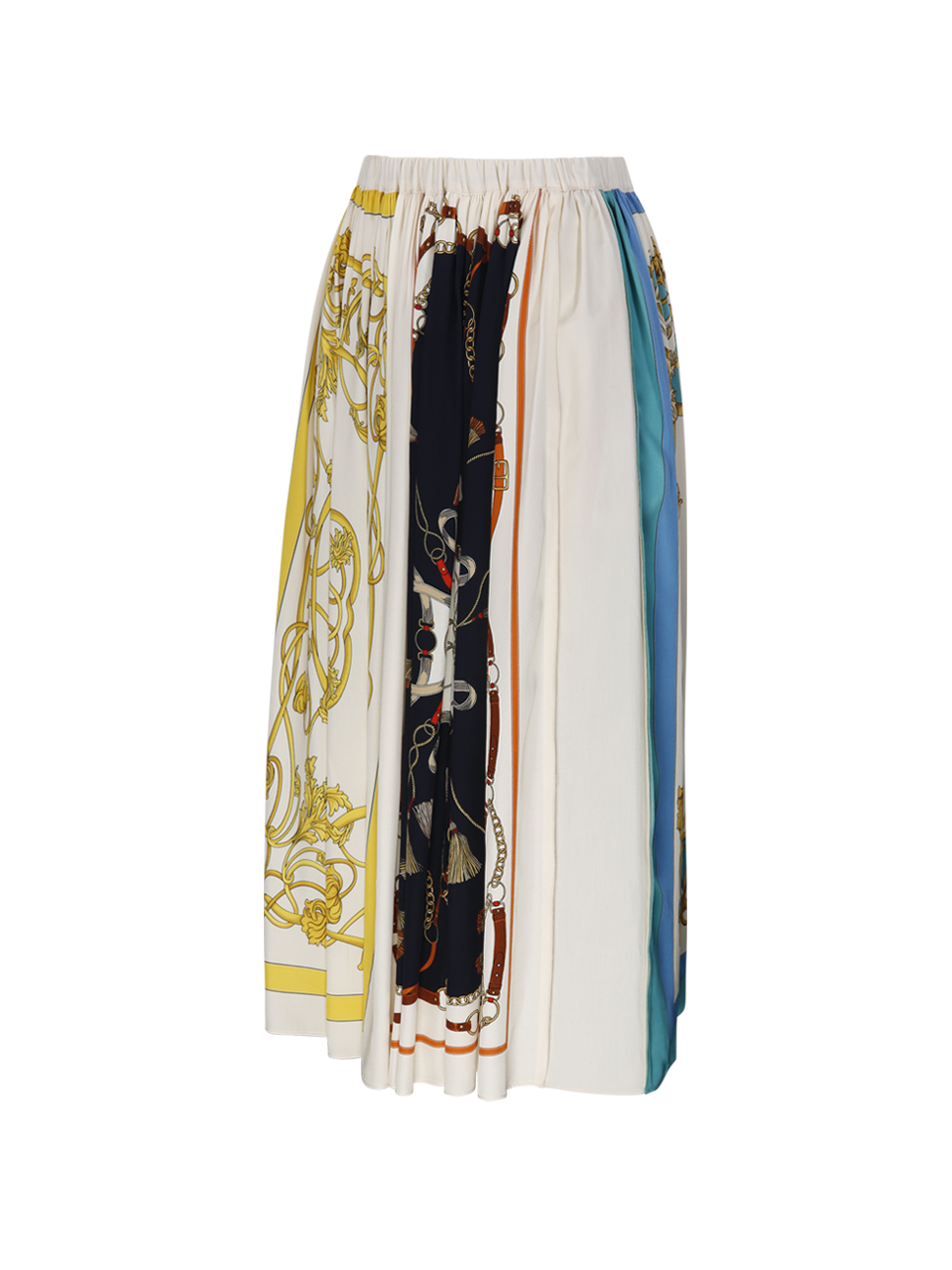 WOMAN FORTE FORTE WHITE VISCOSE THE CROWN PRINT VISCOSE TWILL ELASTICATED SKIRT