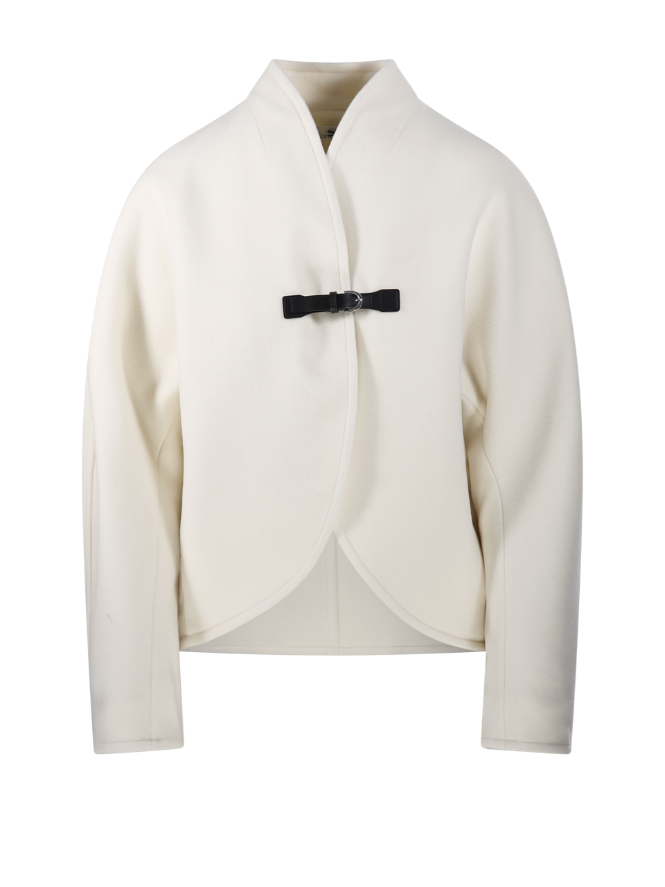 WOMAN FORTE FORTE WHITE VIRGIN WOOL VELOUR CLOTH CROPPED COAT WITH BUCKLE JACKET