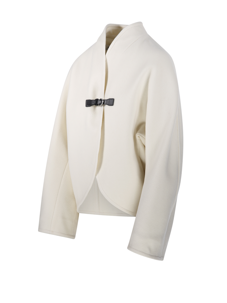 WOMAN FORTE FORTE WHITE VIRGIN WOOL VELOUR CLOTH CROPPED COAT WITH BUCKLE JACKET