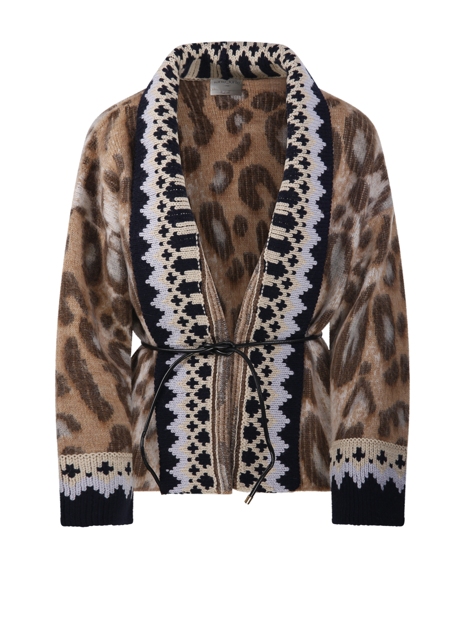 WOMAN FORTE FORTE BEIGE ALPACA THE BRIT LEOPARD CARDIGAN