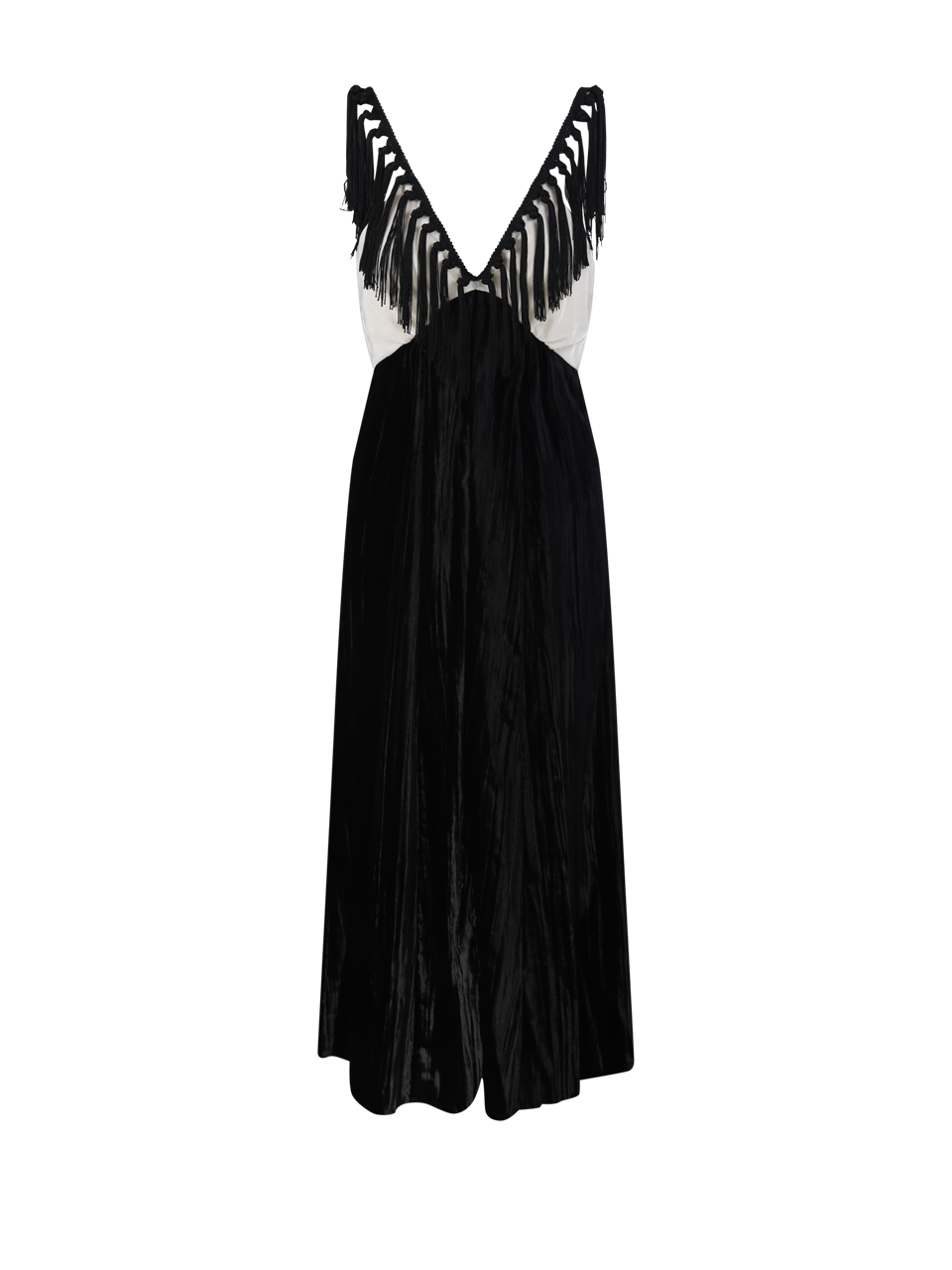 WOMAN FORTE FORTE BLACK VISCOSE FRINGED DRESS