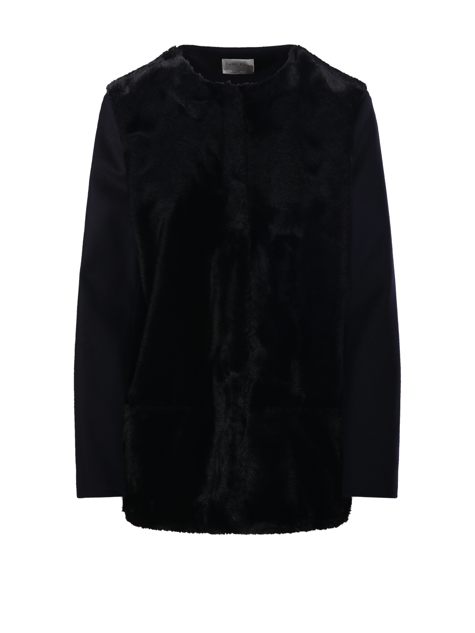 WOMAN FORTE FORTE BLACK WOOL CREW NECK JACKET