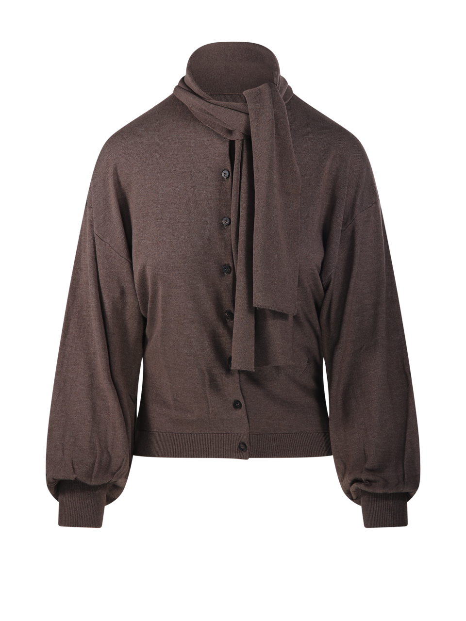 WOMAN JACQUEMUS BROWN SILK LE CARDIGAN LOSANGE