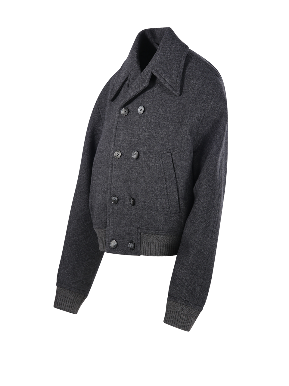 WOMAN AMI GREY WOOL SHORT DOUBLE BREASTED BOMBER