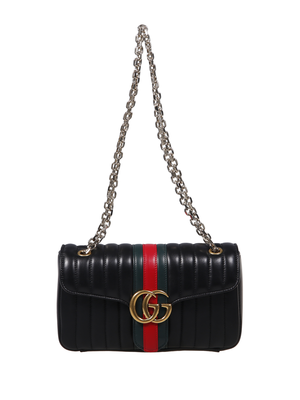 WOMAN GUCCI BLACK LEATHER GG MARMONT SHOULDER BAG
