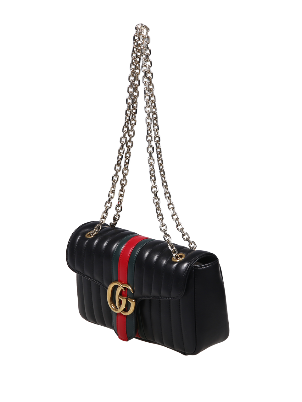 WOMAN GUCCI BLACK LEATHER GG MARMONT SHOULDER BAG