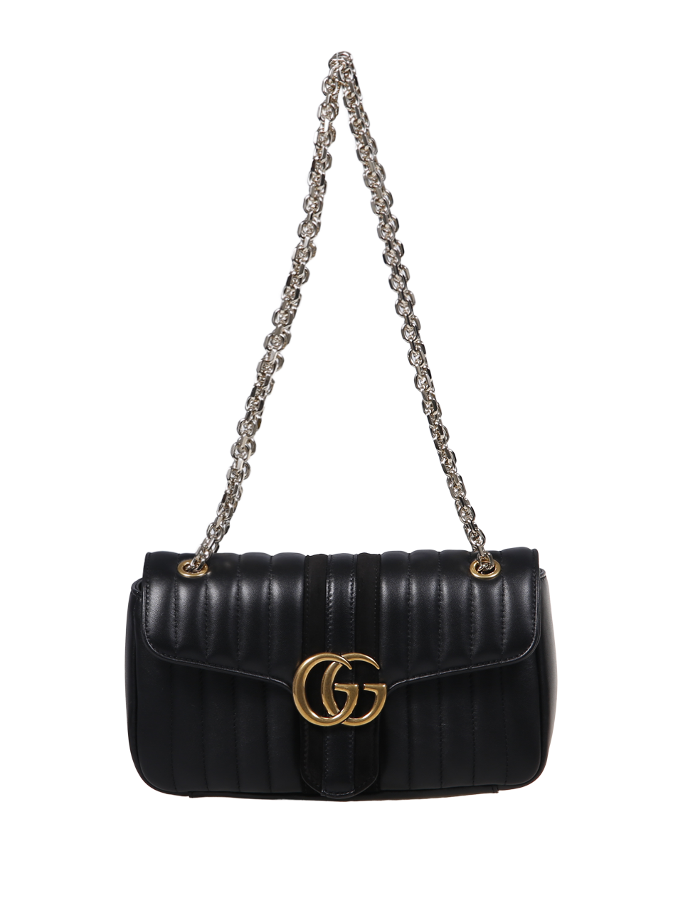 WOMAN GUCCI BLACK LEATHER GG MARMONT SHOULDER BAG