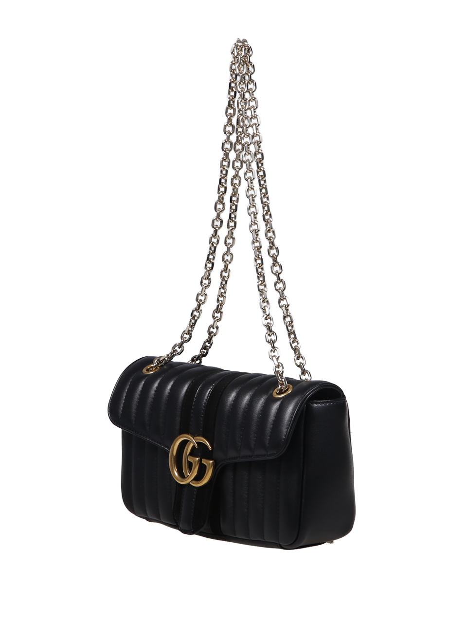 WOMAN GUCCI BLACK LEATHER GG MARMONT SHOULDER BAG