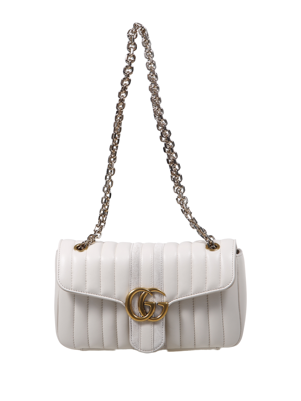 WOMAN GUCCI WHITE LEATHER GG MARMONT SHOULDER BAG