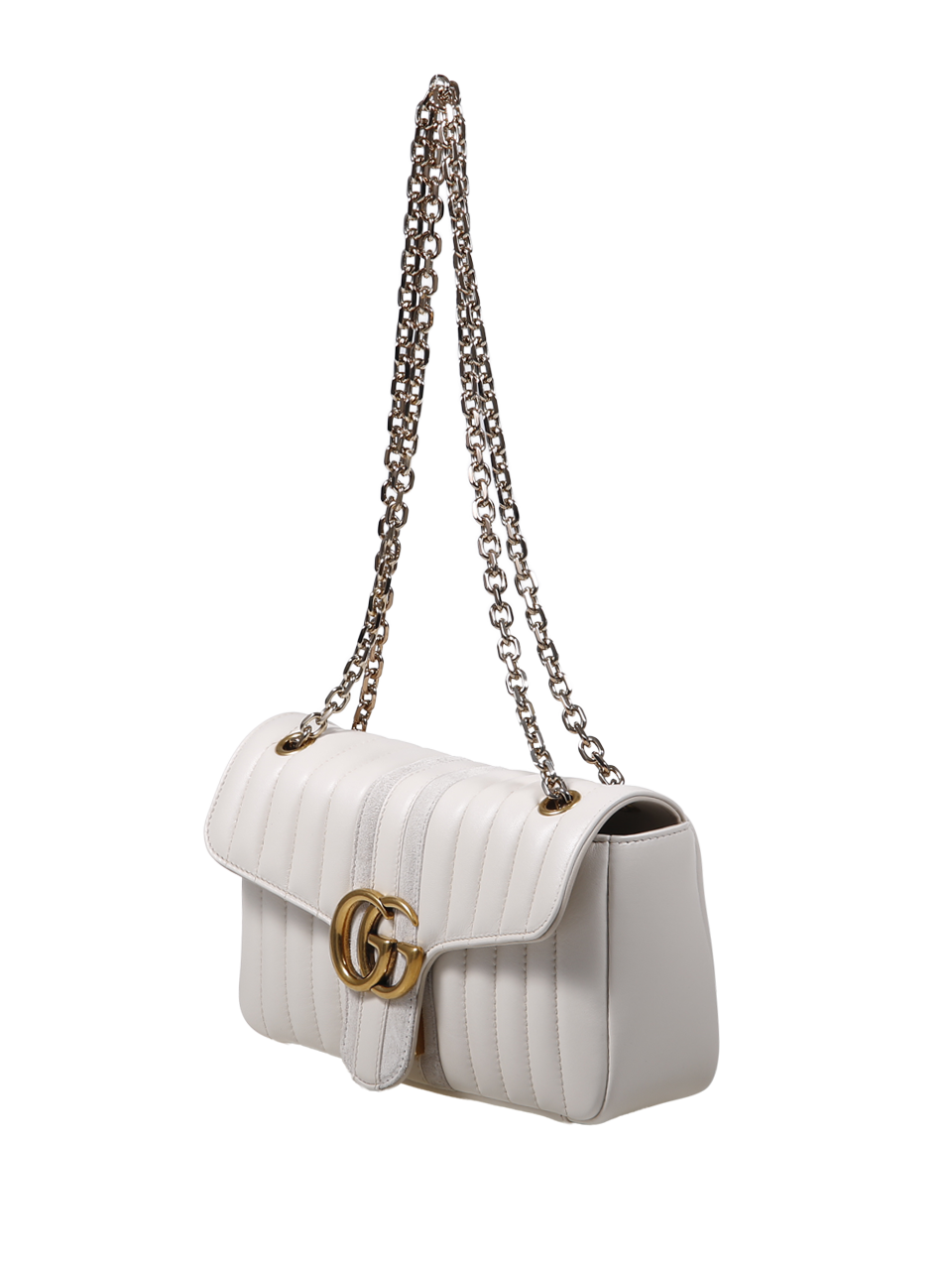 WOMAN GUCCI WHITE LEATHER GG MARMONT SHOULDER BAG