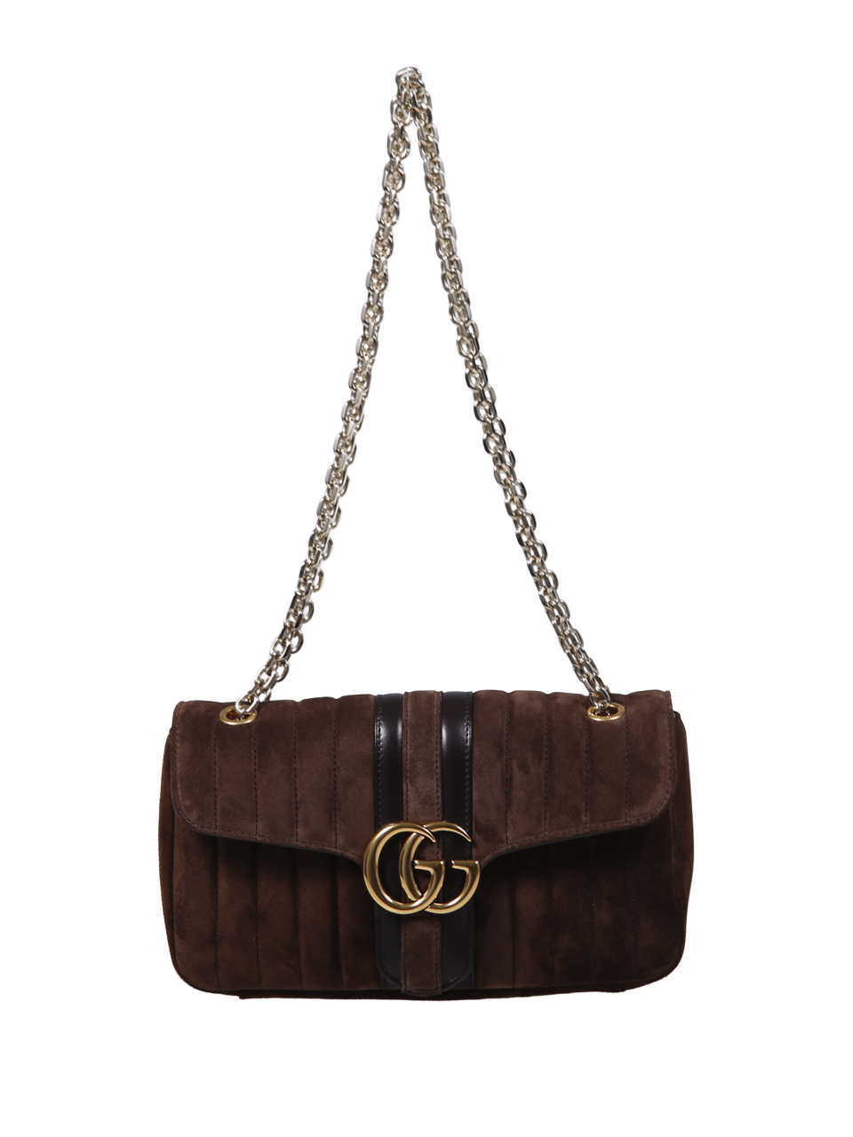 WOMAN GUCCI BROWN LEATHER GG MARMONT SHOULDER BAG