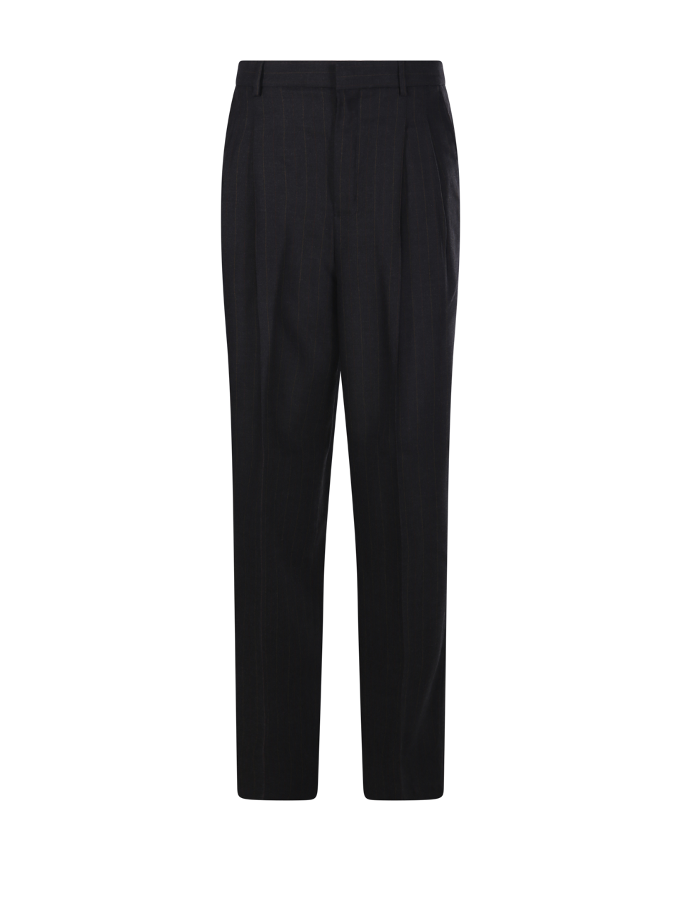 WOMAN AMI GREY WOOL HIGH WAIST WIDE TROUSERS WITH TWO PLEATS