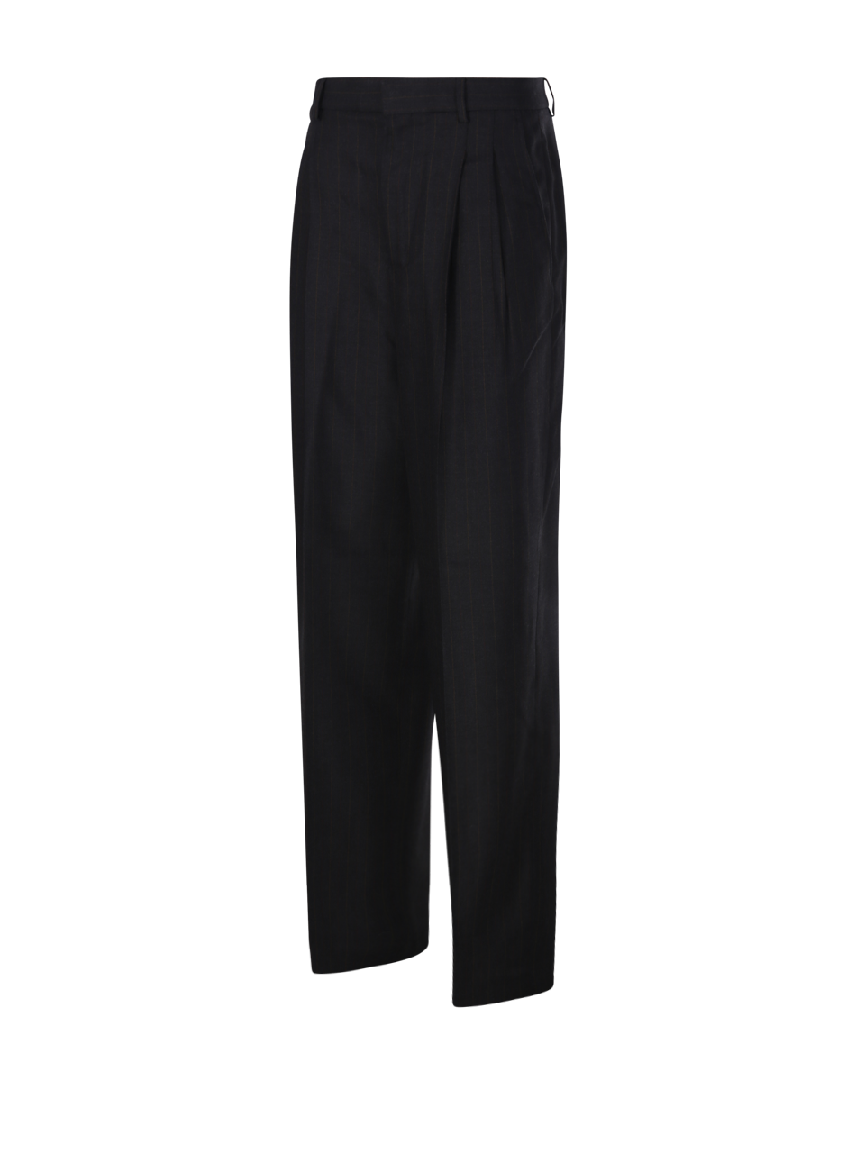 WOMAN AMI GREY WOOL HIGH WAIST WIDE TROUSERS WITH TWO PLEATS