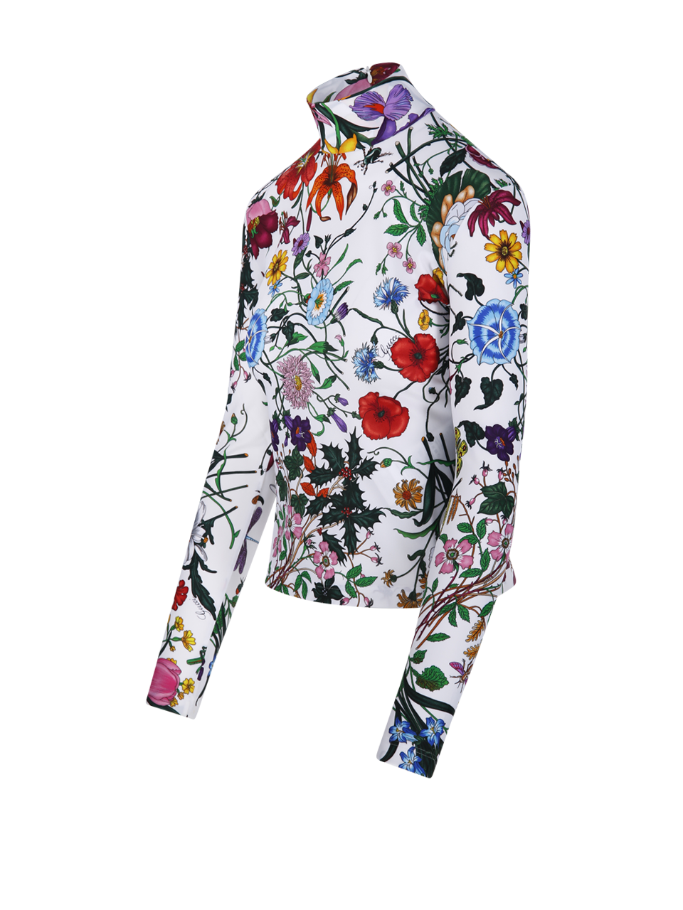 WOMAN GUCCI WHITE POLYAMIDE L/S T-SHIRT FLORA