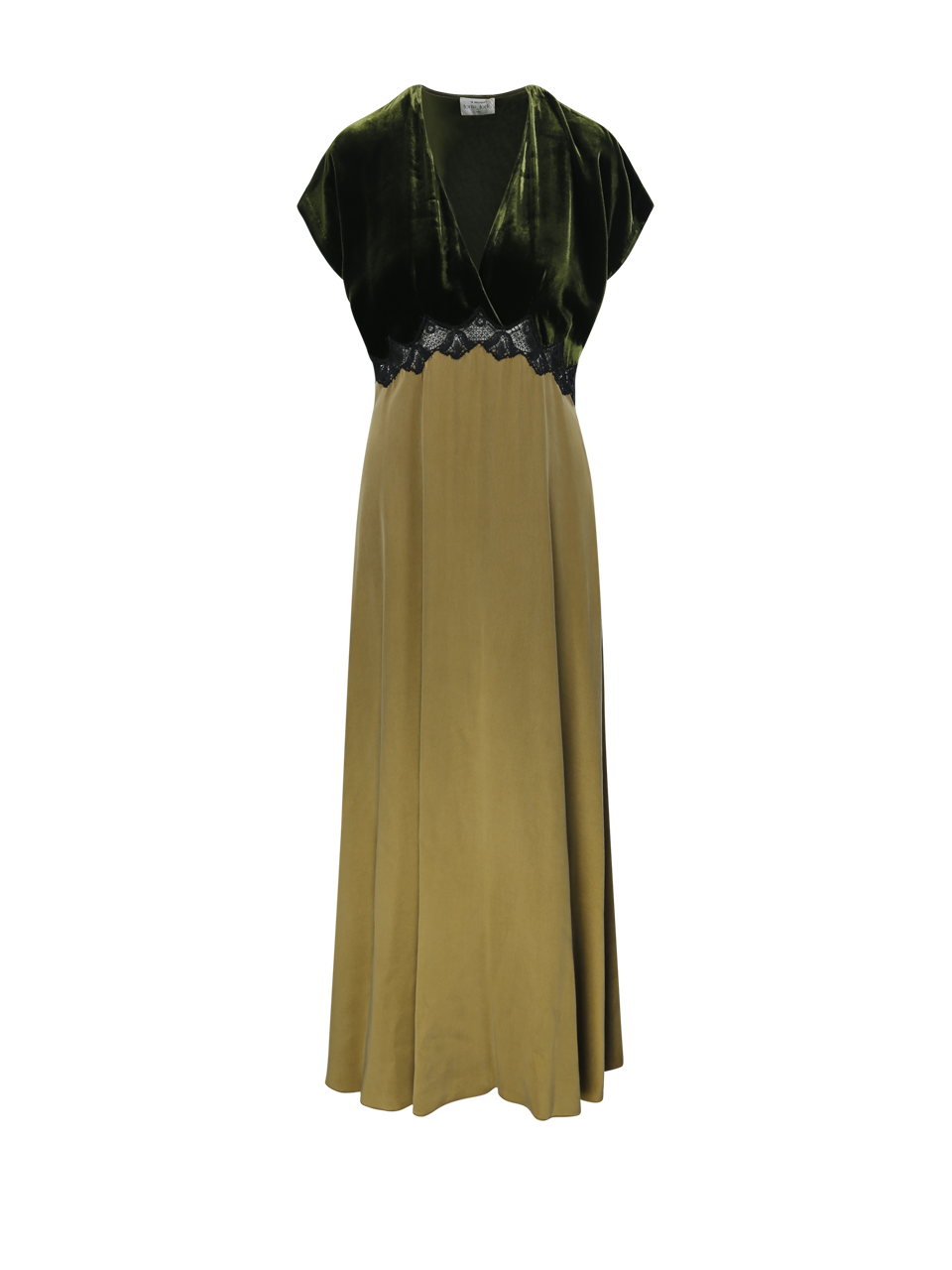 WOMAN FORTE FORTE GREEN CUPRO DRESS WITH LACE