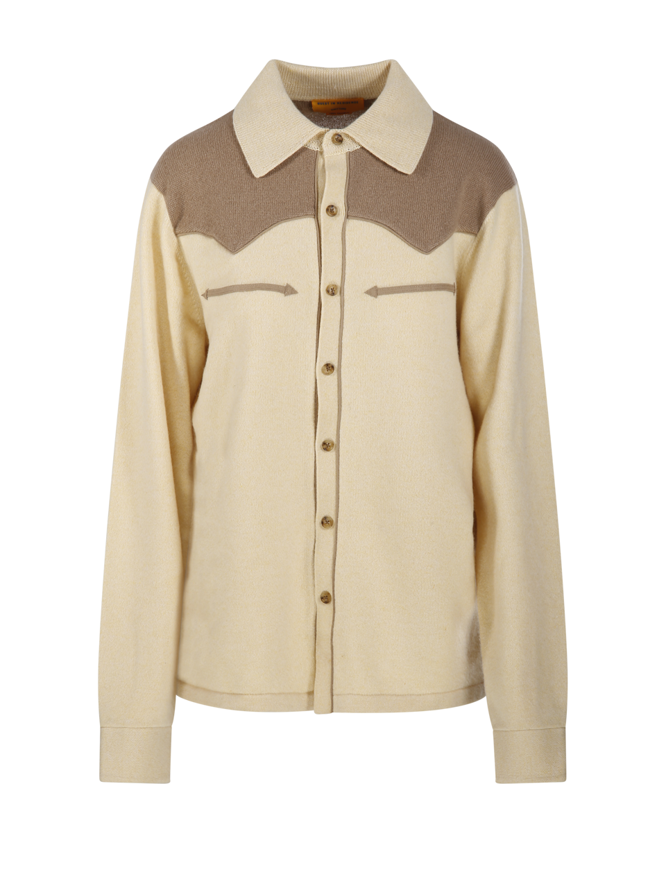 WOMAN GUEST IN RESIDENCE YELLOW CASHMERE WESTERN BUTTON UP! SHIRT