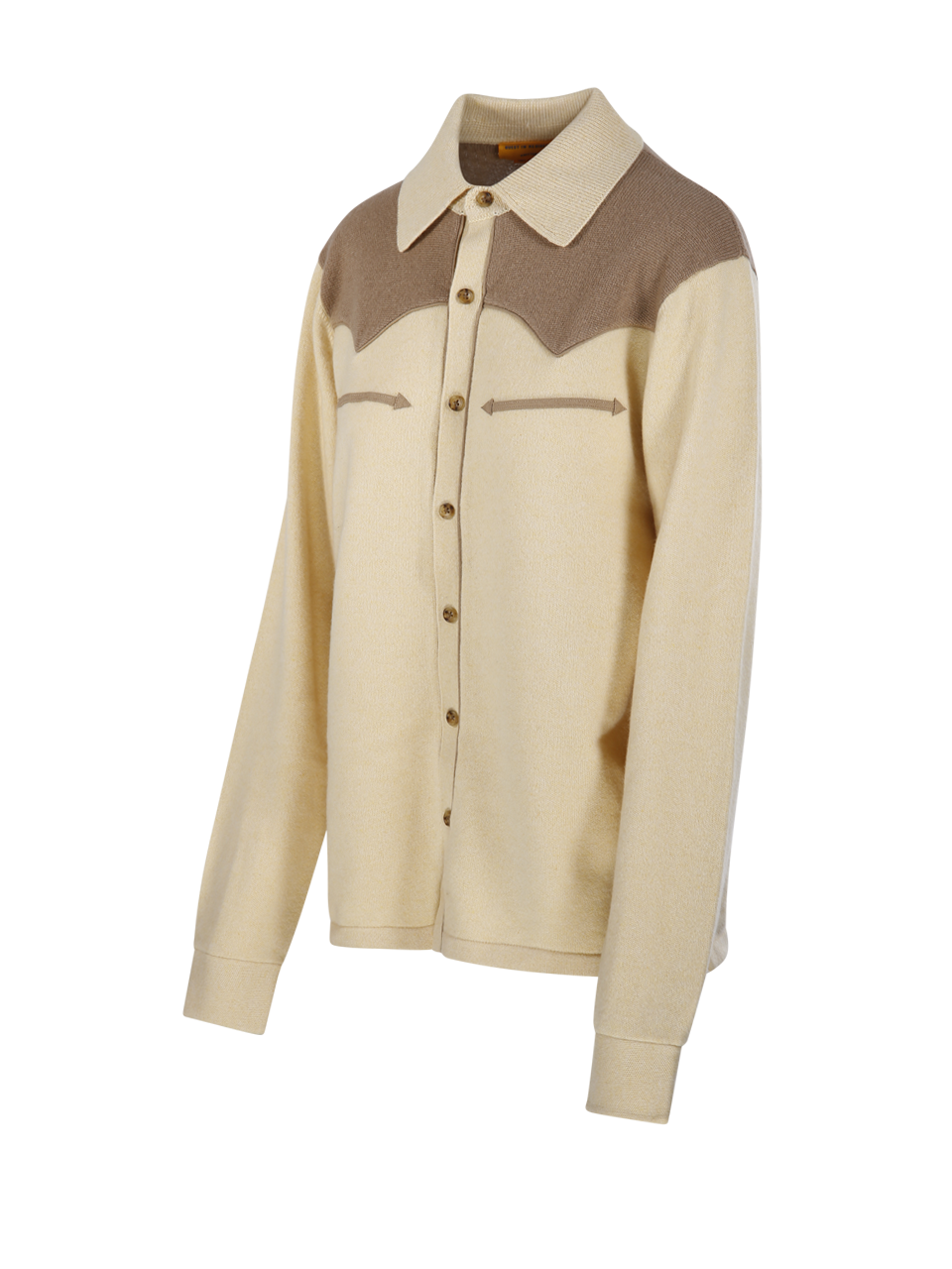 WOMAN GUEST IN RESIDENCE YELLOW CASHMERE WESTERN BUTTON UP! SHIRT
