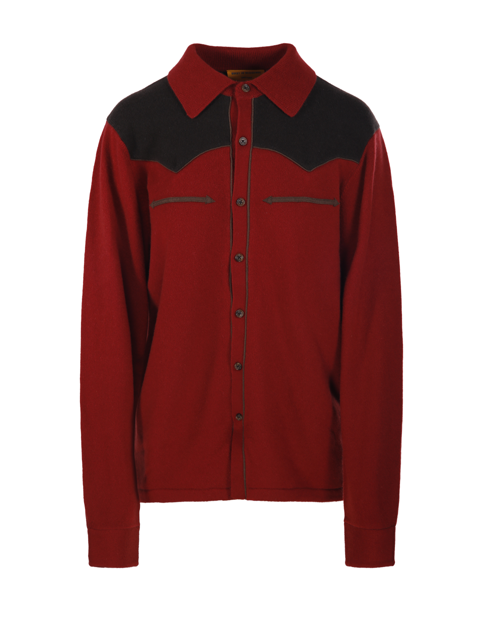WOMAN GUEST IN RESIDENCE RED CASHMERE WESTERN BUTTON UP! SHIRT