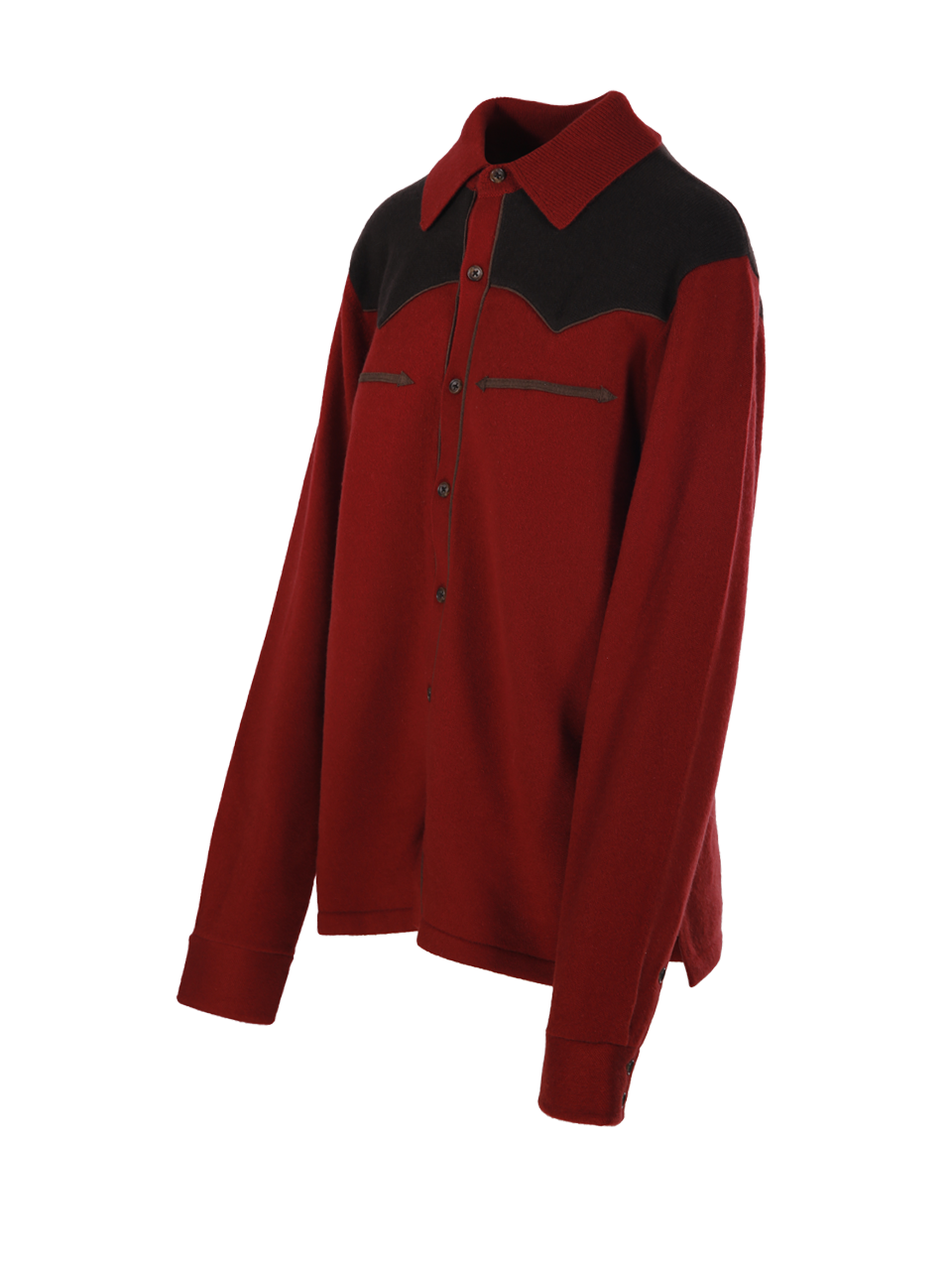 WOMAN GUEST IN RESIDENCE RED CASHMERE WESTERN BUTTON UP! SHIRT