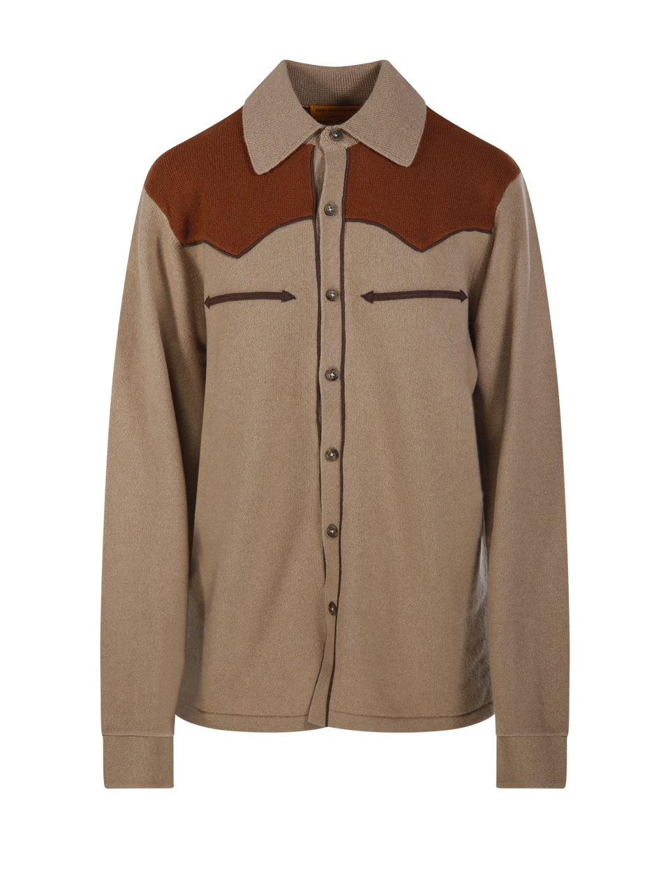 WOMAN GUEST IN RESIDENCE BEIGE CASHMERE WESTERN BUTTON UP! SHIRT