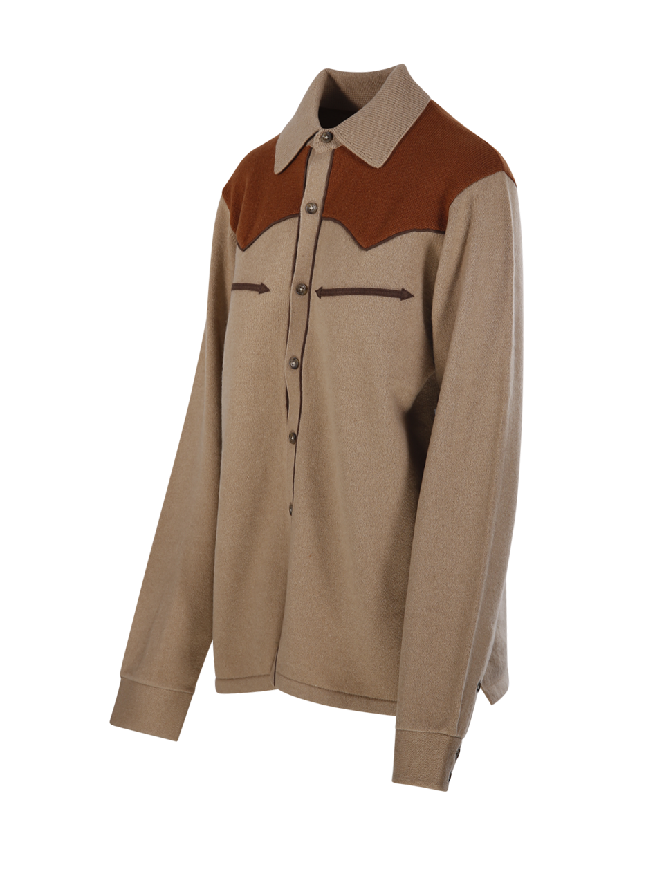 WOMAN GUEST IN RESIDENCE BEIGE CASHMERE WESTERN BUTTON UP! SHIRT