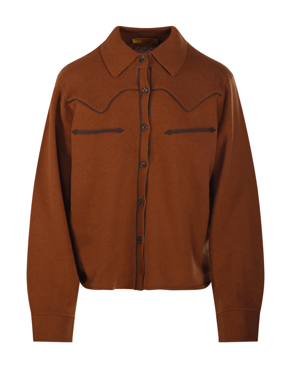 WOMAN GUEST IN RESIDENCE BROWN CASHMERE CROPPED  WESTERN SHIRT