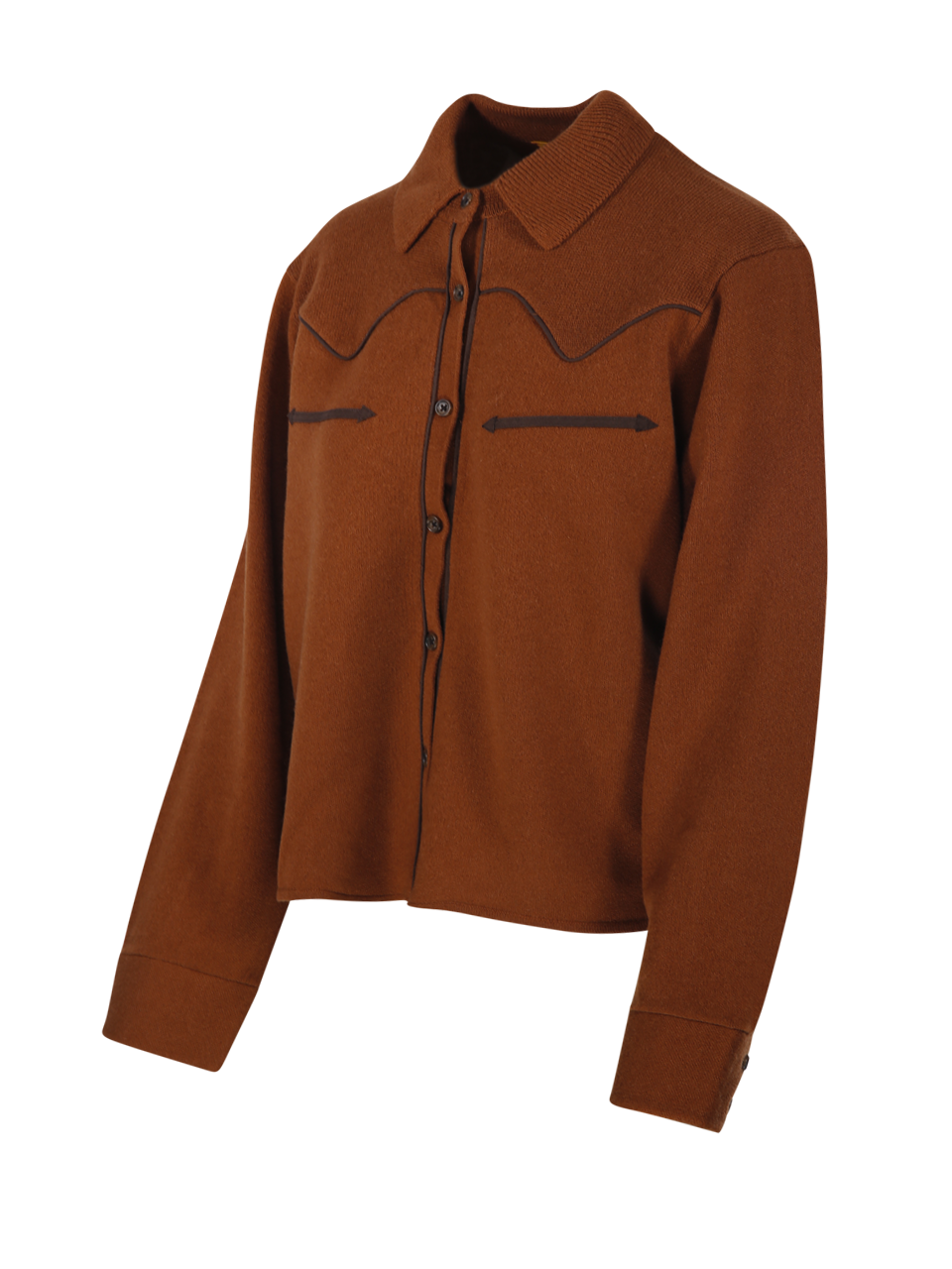 WOMAN GUEST IN RESIDENCE BROWN CASHMERE CROPPED  WESTERN SHIRT
