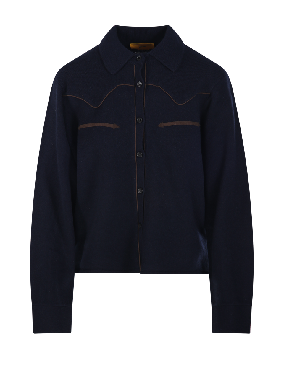 WOMAN GUEST IN RESIDENCE BLUE CASHMERE CROPPED  WESTERN SHIRT