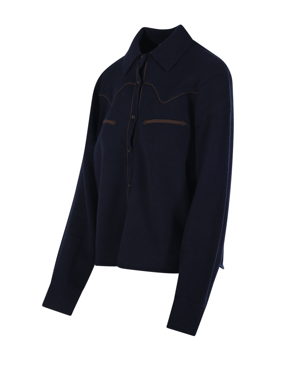 WOMAN GUEST IN RESIDENCE BLUE CASHMERE CROPPED  WESTERN SHIRT