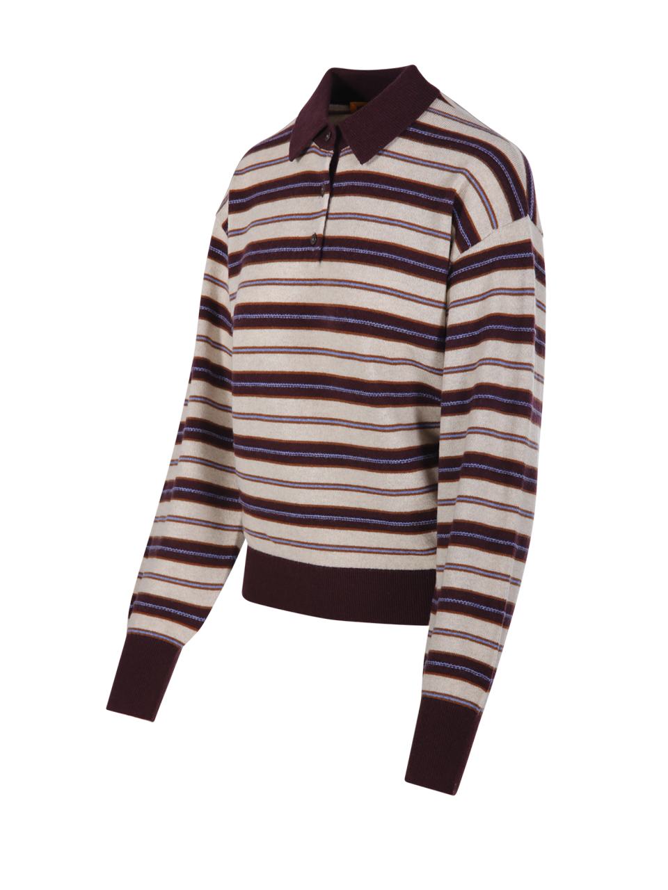 WOMAN GUEST IN RESIDENCE PURPLE CASHMERE COLLEGIATE STRIPE POLO