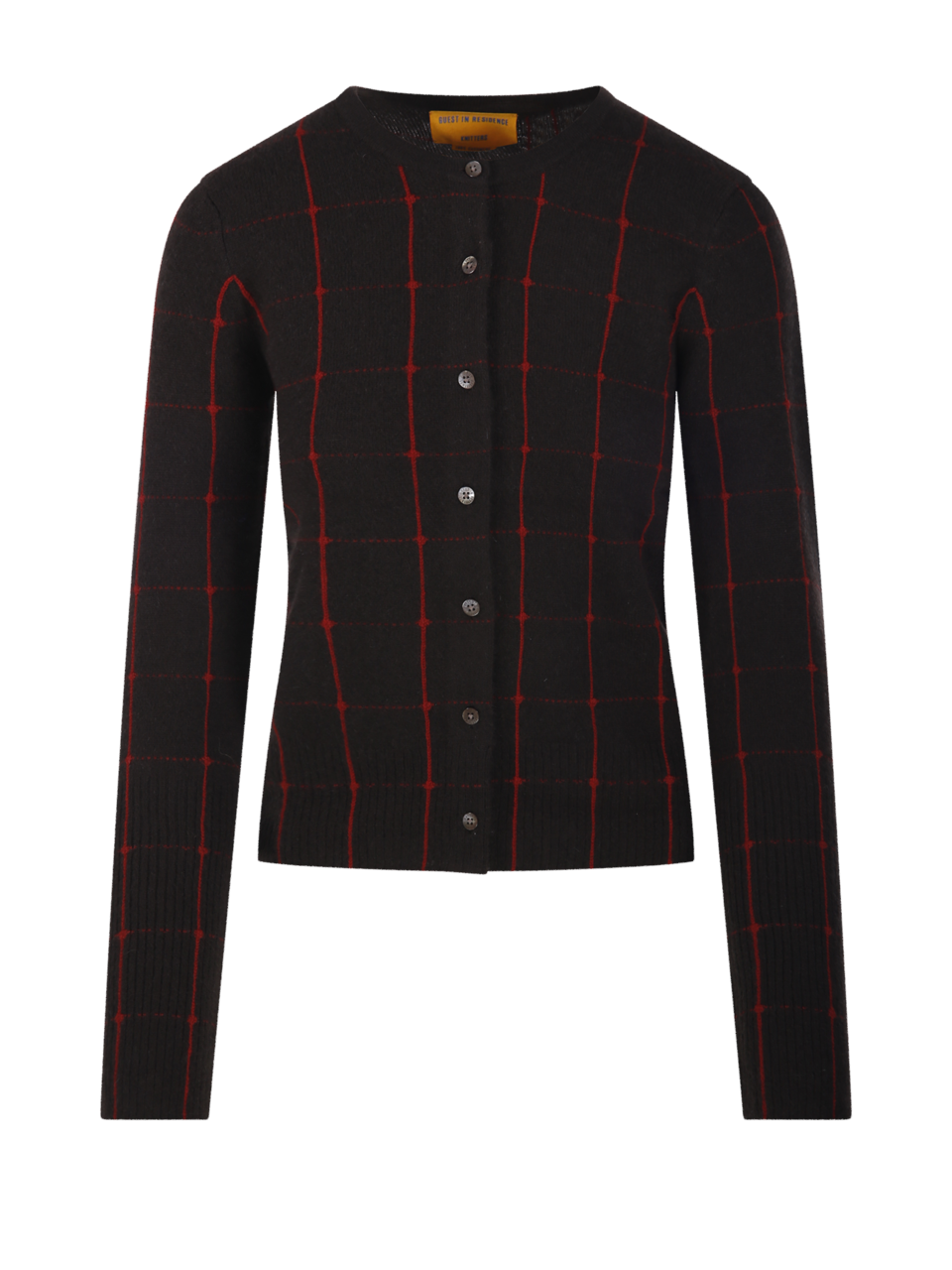 WOMAN GUEST IN RESIDENCE BROWN CASHMERE JANE CHECKER CARDIGAN
