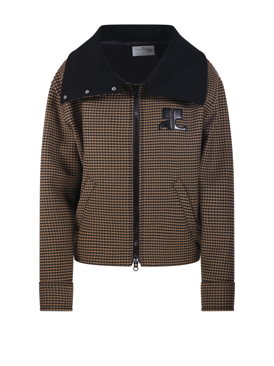 HIGH COLLAR HOUNDSTOOTH BLOUSON
