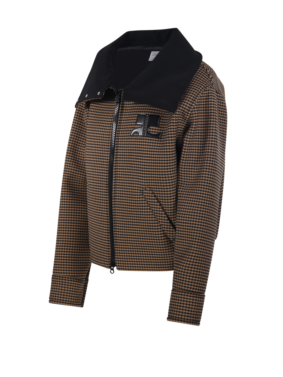 HIGH COLLAR HOUNDSTOOTH BLOUSON