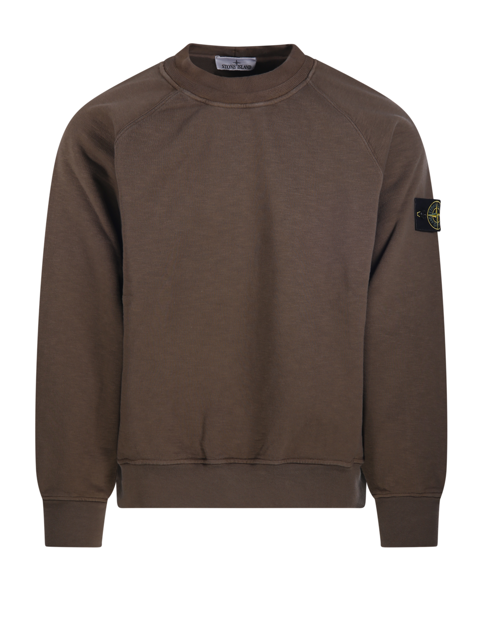 UOMO STONE ISLAND FELPA IN COTONE MARRONE 