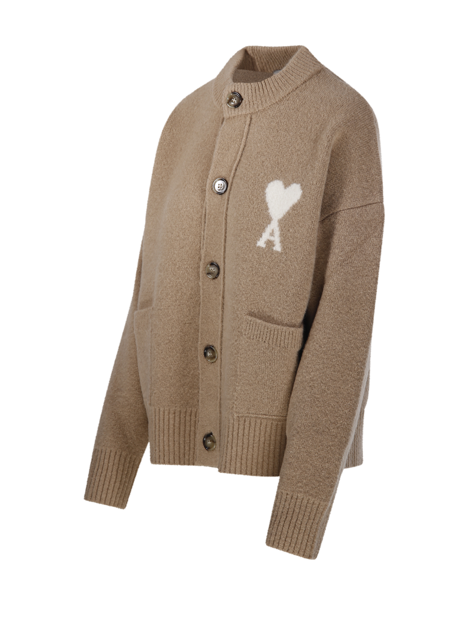 WOMAN AMI BEIGE ALPACA ADC CARDIGAN ROUND NECK ALPACA