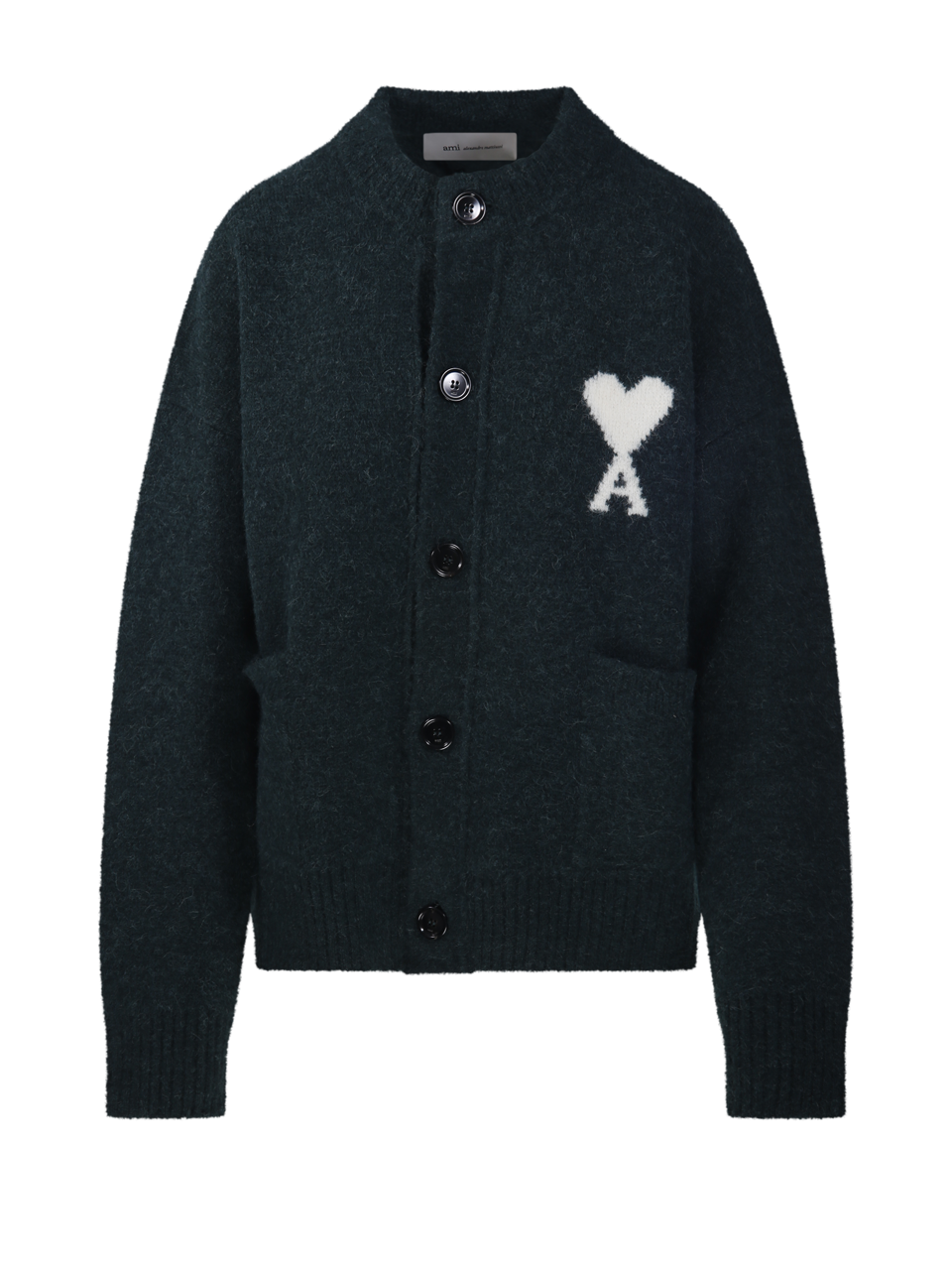 WOMAN AMI GREEN ALPACA ADC CARDIGAN ROUND NECK ALPACA