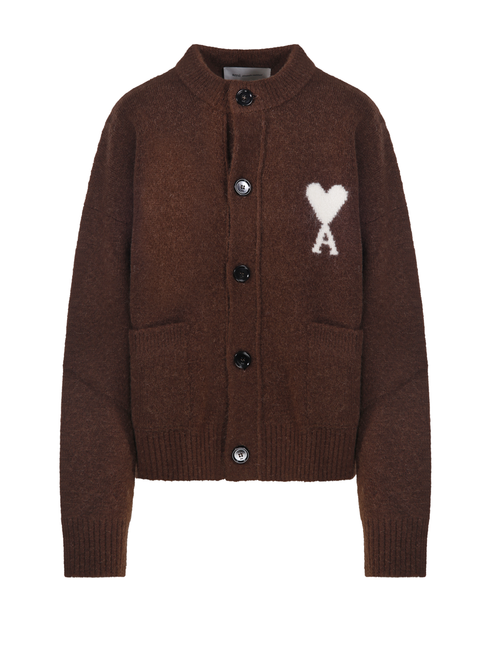 WOMAN AMI BROWN ALPACA ADC CARDIGAN ROUND NECK ALPACA