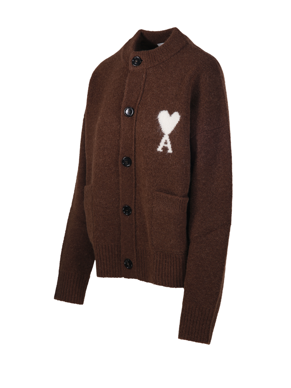 WOMAN AMI BROWN ALPACA ADC CARDIGAN ROUND NECK ALPACA