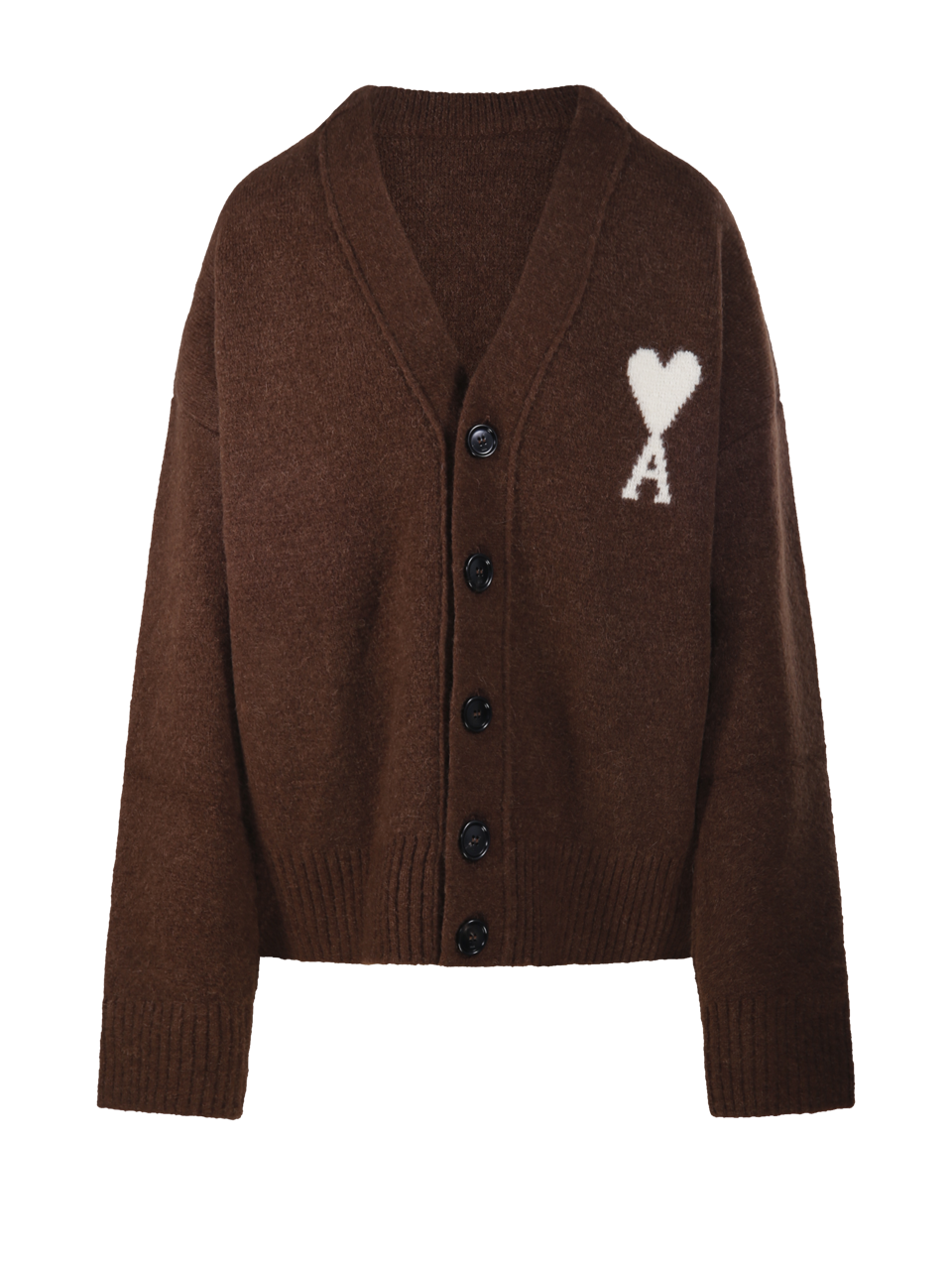 WOMAN AMI BROWN ALPACA ADC CARDIGAN V NECK ALPACA