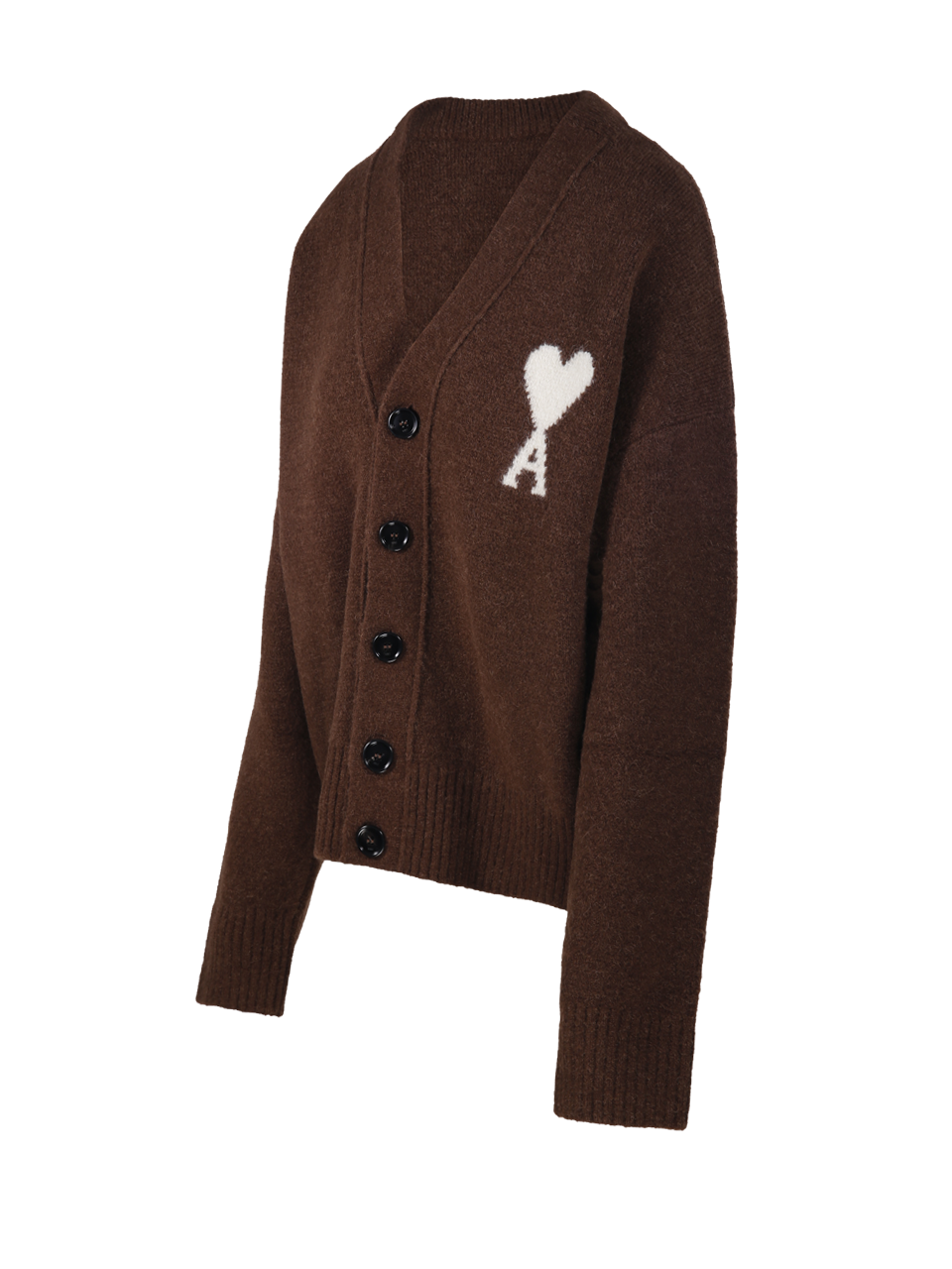 WOMAN AMI BROWN ALPACA ADC CARDIGAN V NECK ALPACA
