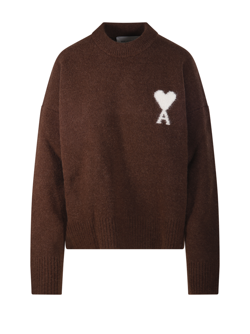 WOMAN AMI BROWN ALPACA ADC ROUND NECK SWEATER ALPACA