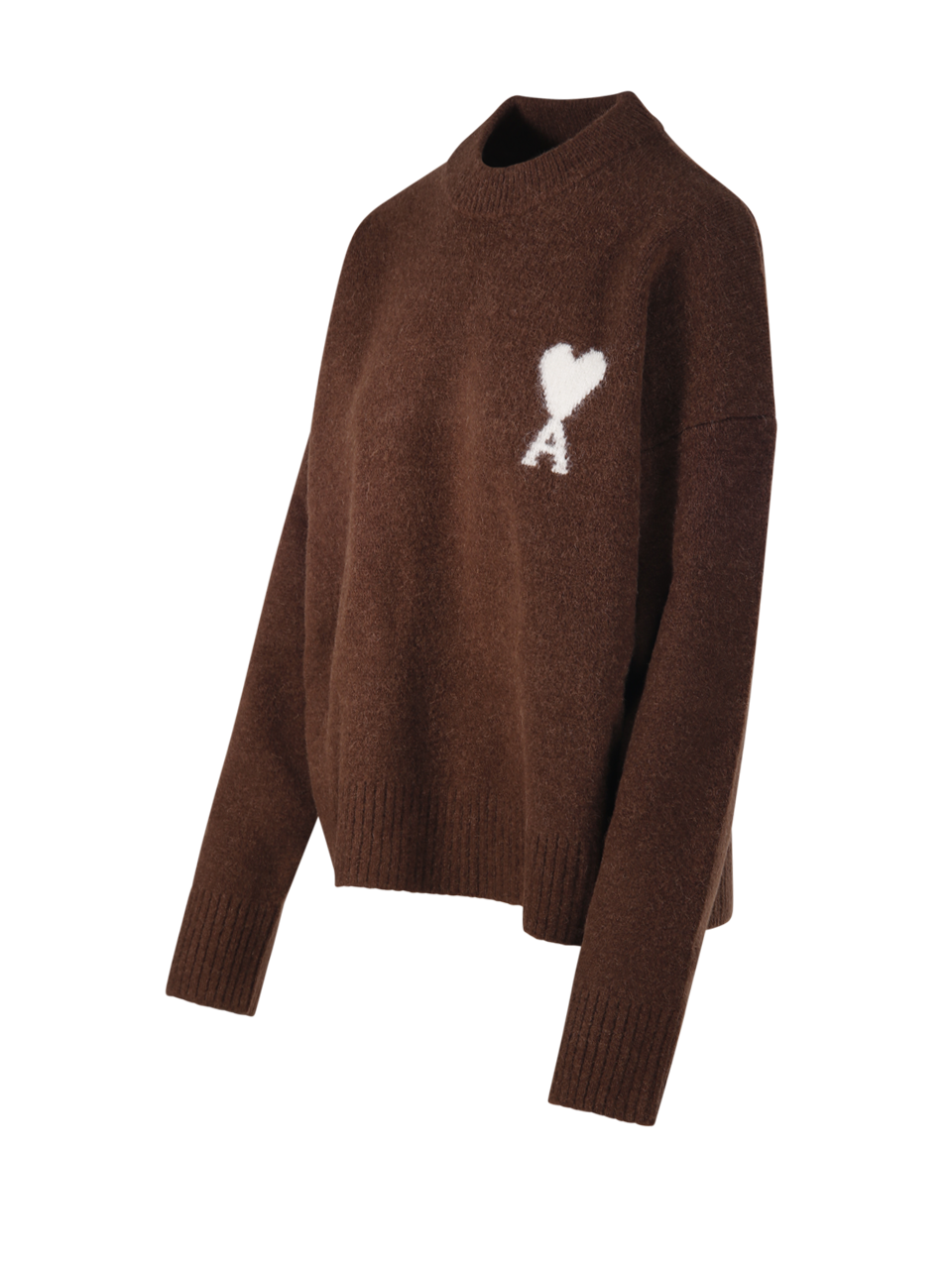 WOMAN AMI BROWN ALPACA ADC ROUND NECK SWEATER ALPACA