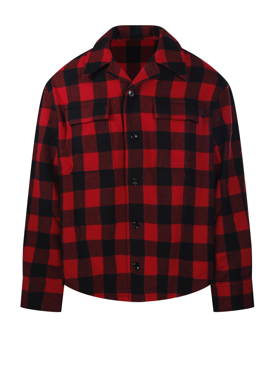 MEN AMI RED NEW WOOL WIDE CAMP COLLAR OVERSHIRT WITH LONG SLEEVES AND PATCH POCKETS
