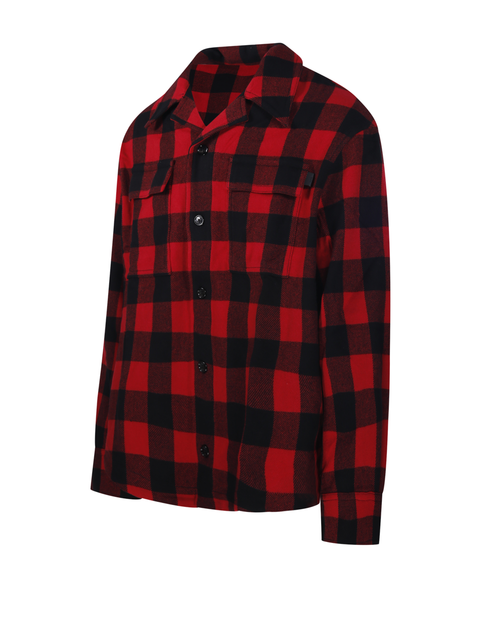 MEN AMI RED NEW WOOL WIDE CAMP COLLAR OVERSHIRT WITH LONG SLEEVES AND PATCH POCKETS