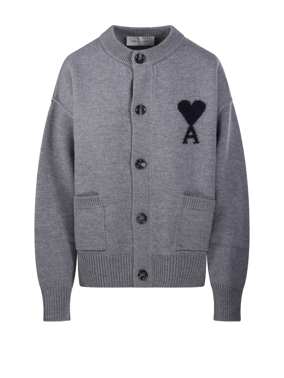 DONNA AMI CARDIGAN CONTRASTED AMI DE COEUR IN LANA GRIGIA