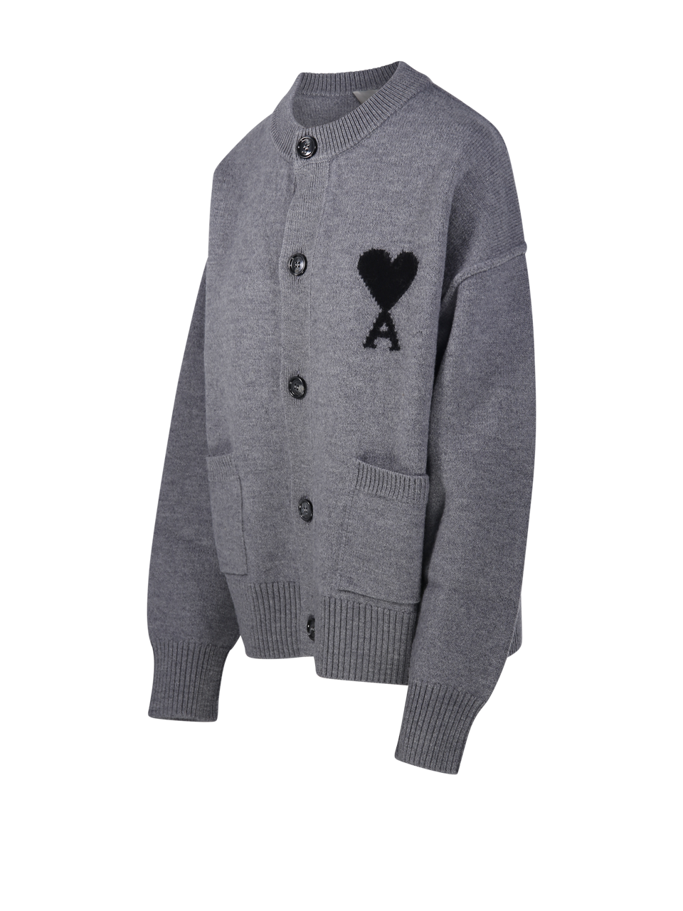 DONNA AMI CARDIGAN CONTRASTED AMI DE COEUR IN LANA GRIGIA