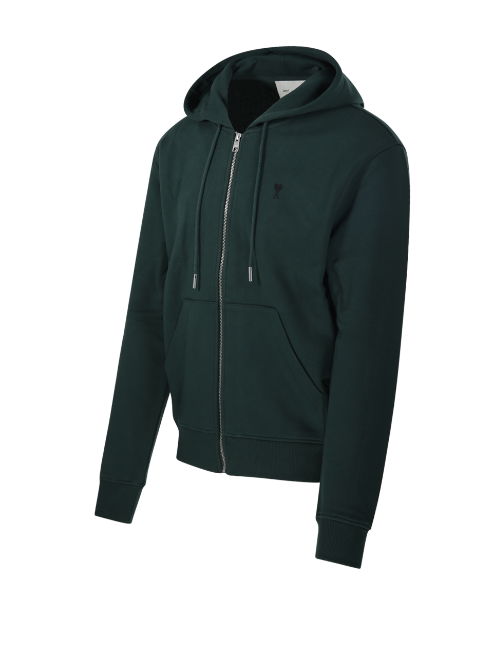 MEN AMI GREEN COTTON QUOTA - HOODIE WITH CONTRASTED AMI DE COEUR