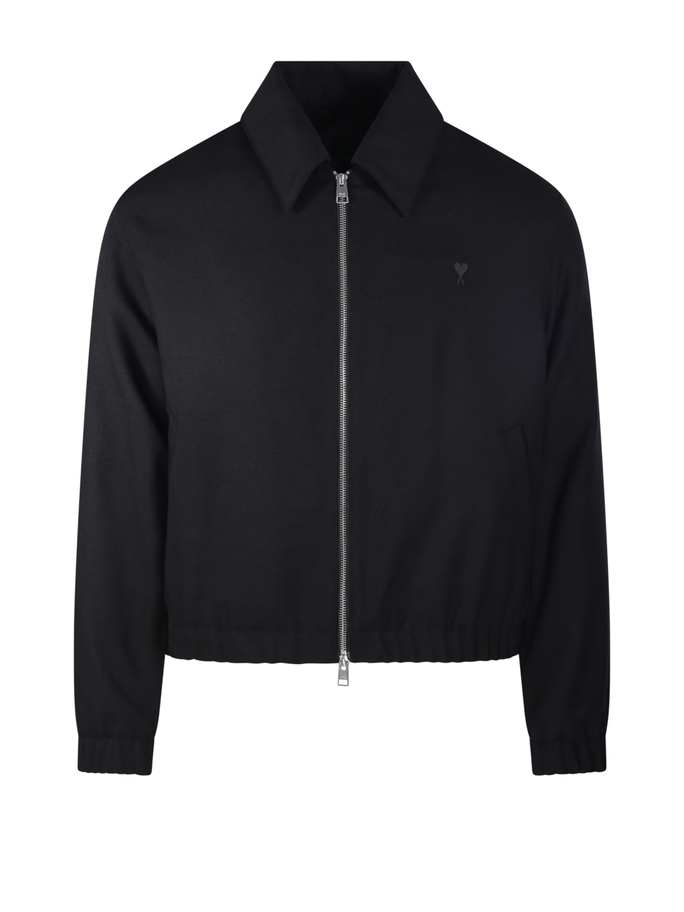 UOMO AMI GIACCA CON ZIP IN LANA NERA 