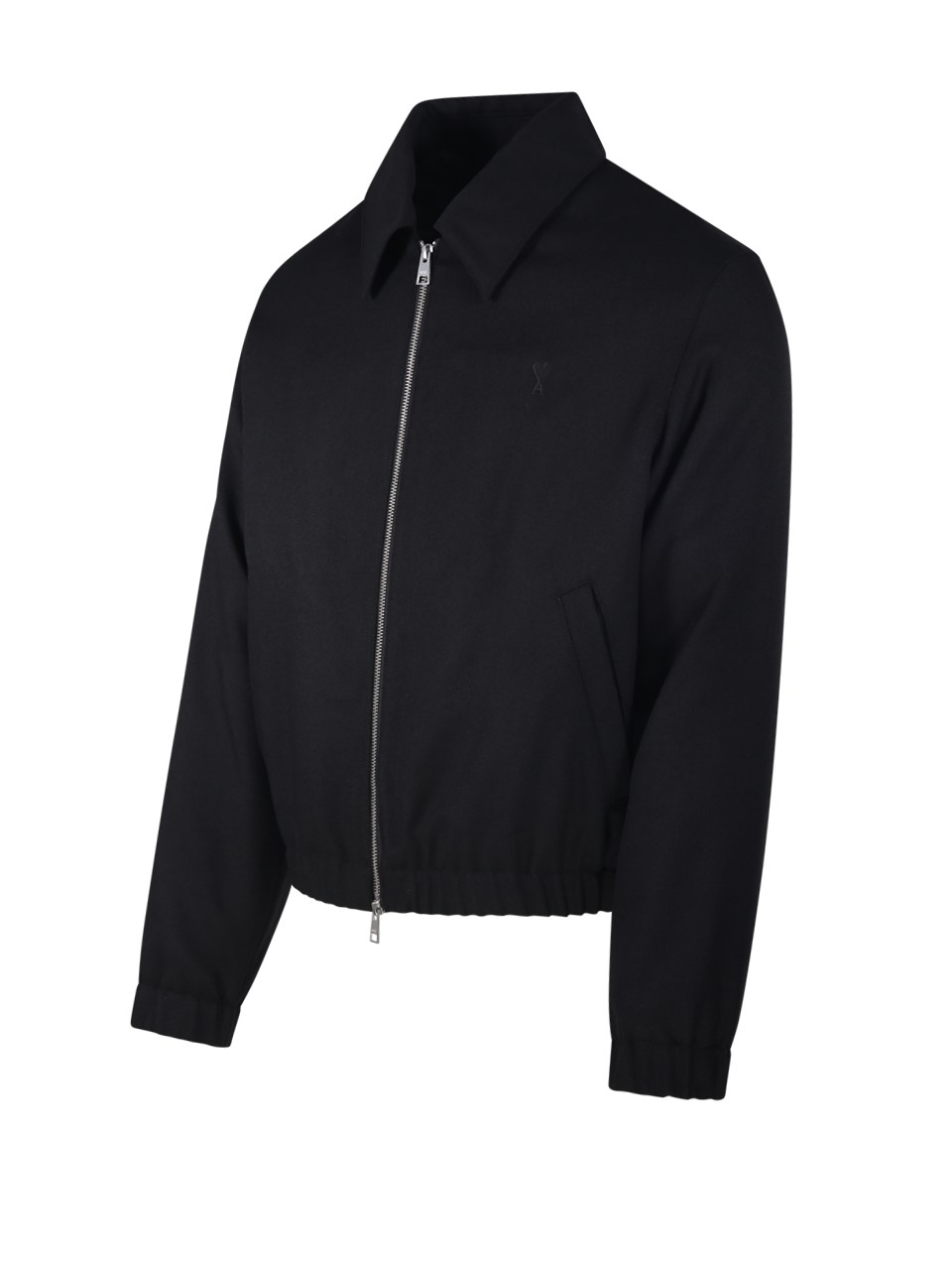 UOMO AMI GIACCA CON ZIP IN LANA NERA 